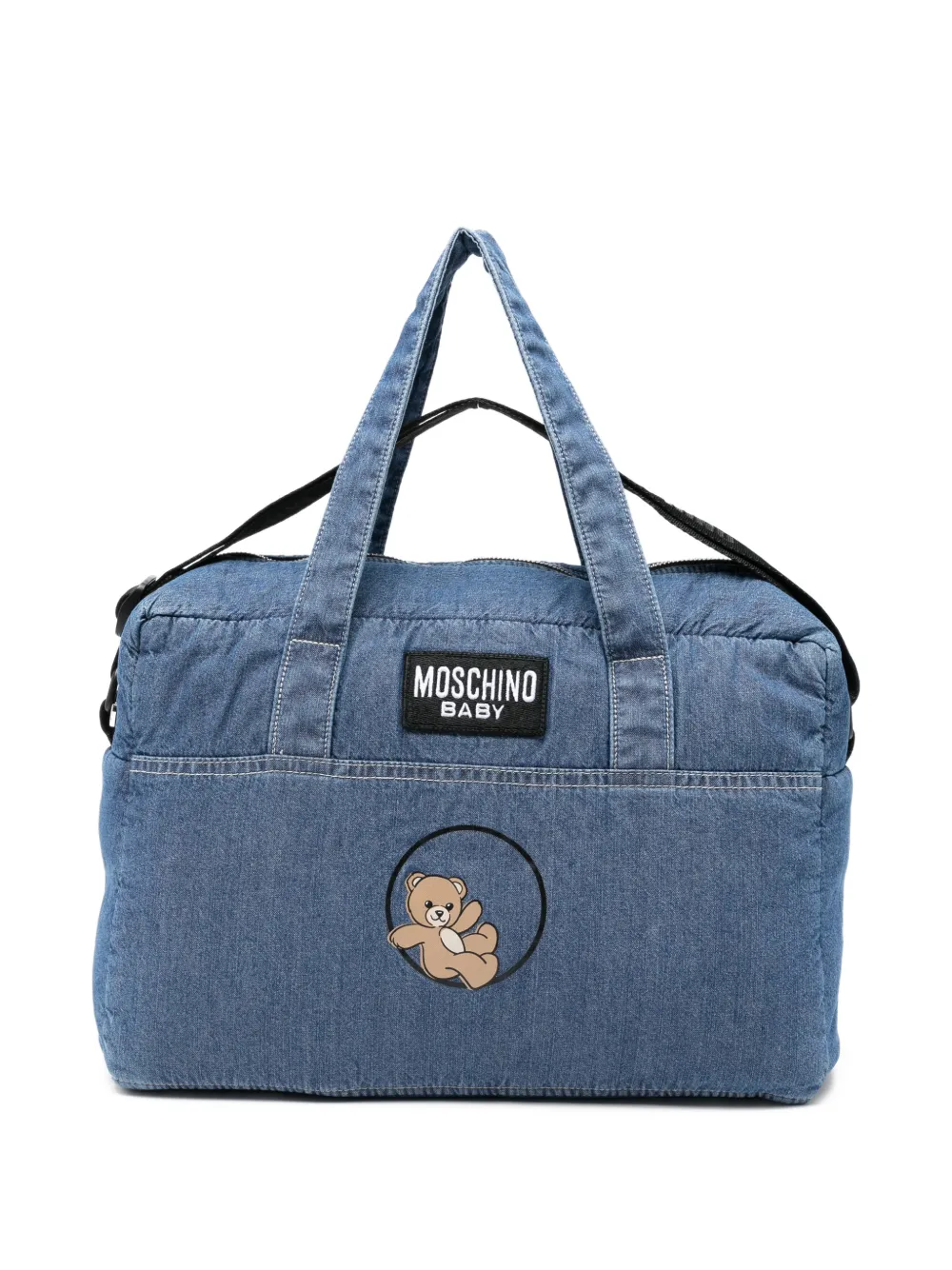 Moschino Kids logo-patch changing bag - Blau