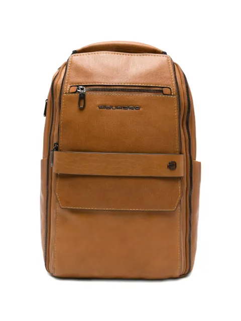 PIQUADRO multi-pocket leather backpack