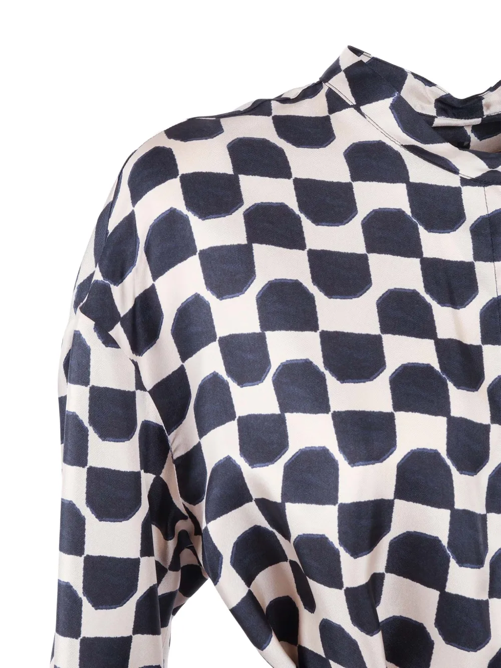 'S Max Mara Jurk met geometrisch patroon en strik Zwart
