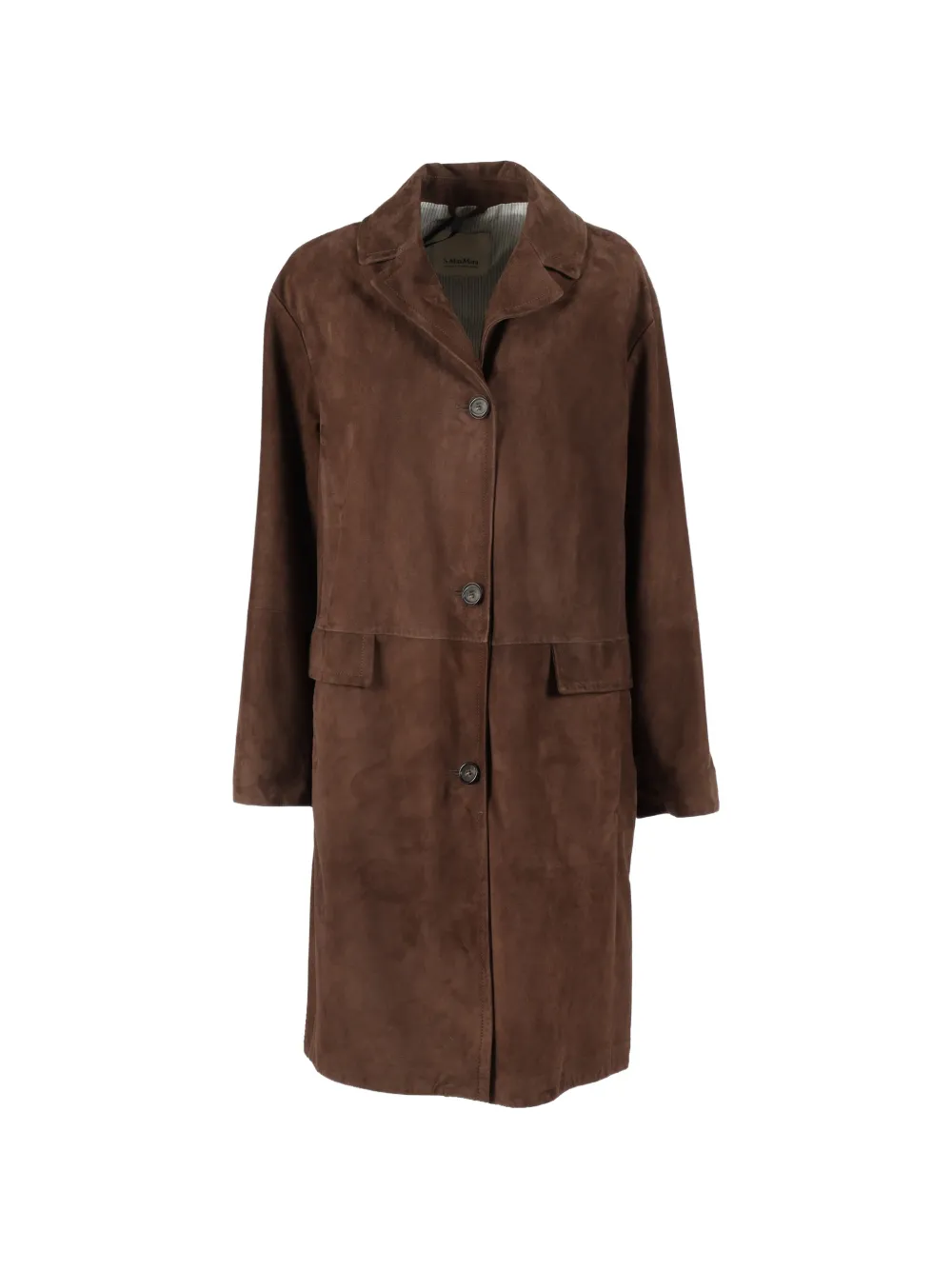 'S Max Mara Ortensia lapel-collar suede coat - Braun