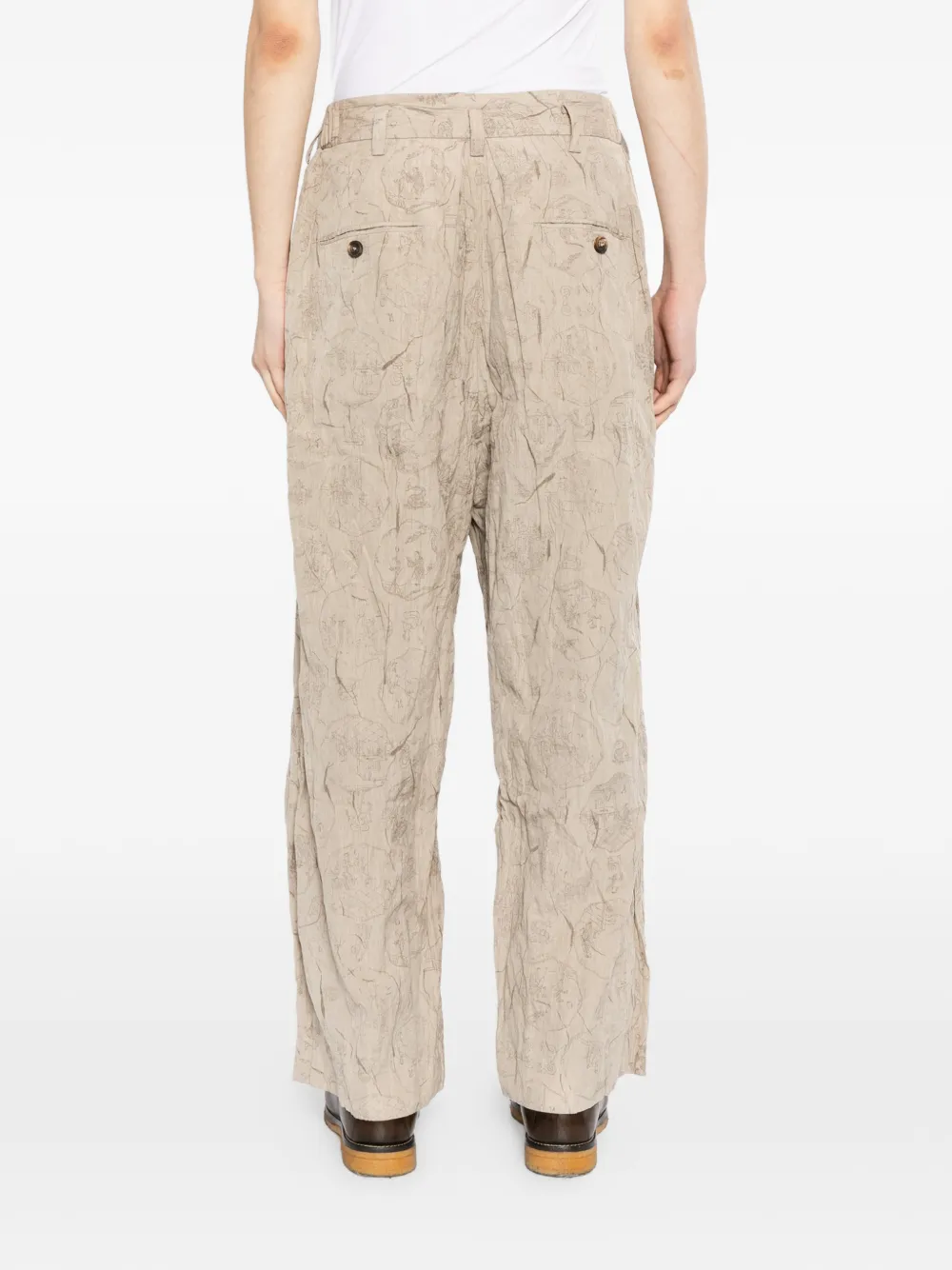 Ziggy Chen Broek met grafische print Beige