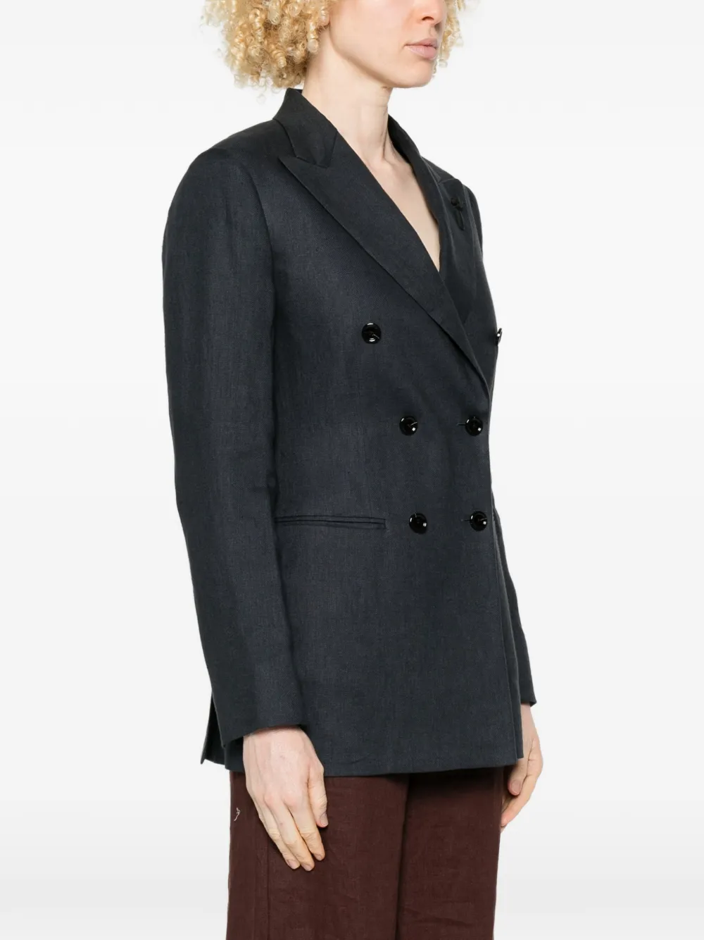  Lardini Double-breasted Flower-pin Blazer - Blue 