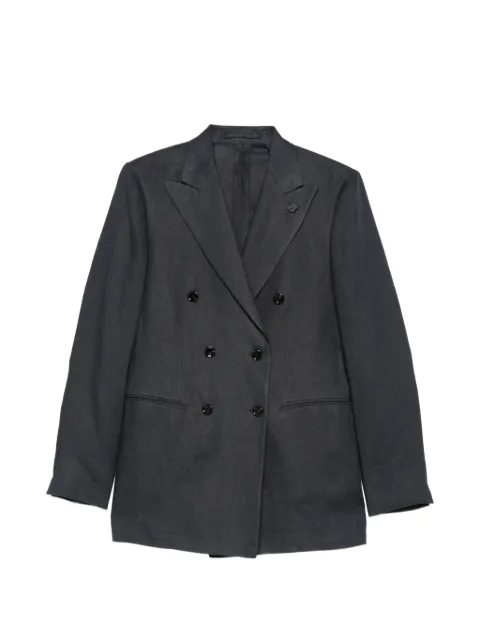 Lardini double-breasted flower-pin blazer
