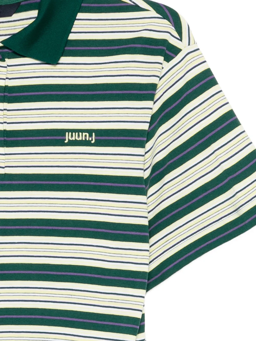  Juun.j Striped Polo Top - Green 