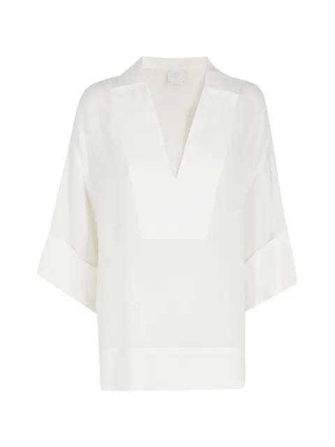 Eleventy turn-up-cuff V-neck sh