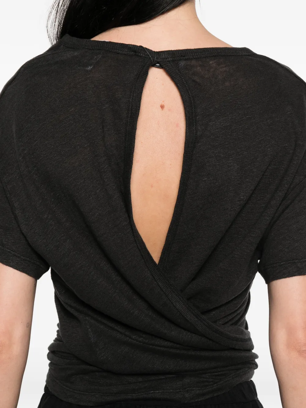 IRO Sorenza T-shirt met open rug Zwart