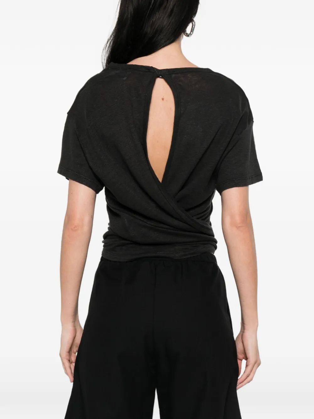 IRO Sorenza T-shirt met open rug Zwart
