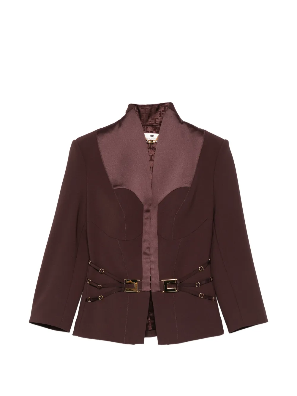 Elisabetta Franchi buckle-detail fitted jacket - Marrone