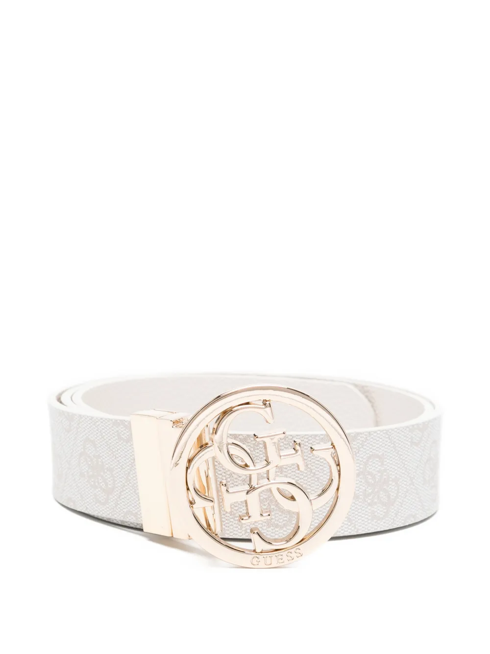 Guess Usa Logo-buckle Belt In White