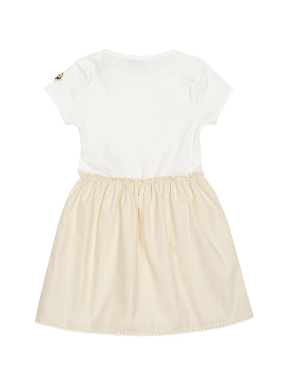 Moncler Enfant Katoenen jurk met geborduurde bloem Beige