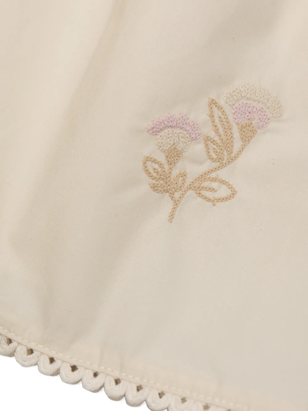 Moncler Enfant Katoenen jurk met geborduurde bloem Beige
