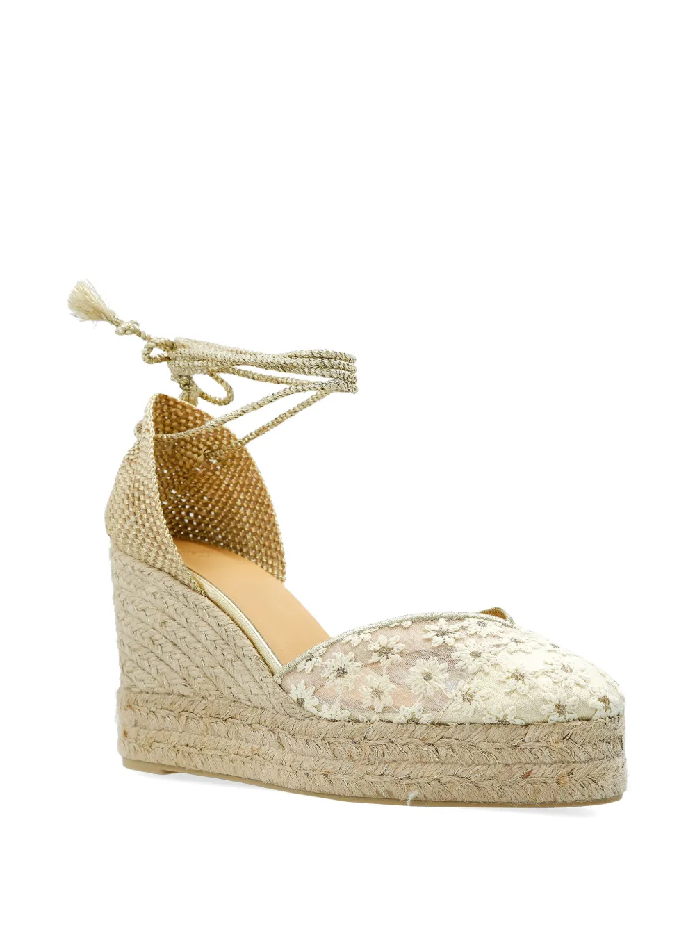 Castañer Clair espadrilles met bloemenkant Goud
