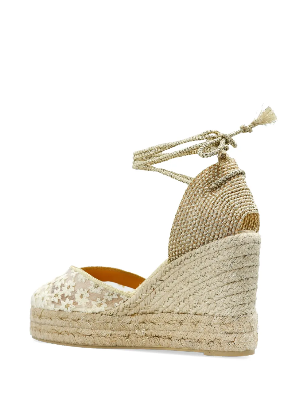 Castañer Clair espadrilles met bloemenkant Goud
