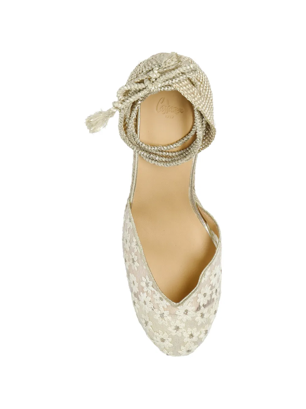 Castañer Clair espadrilles met bloemenkant Goud