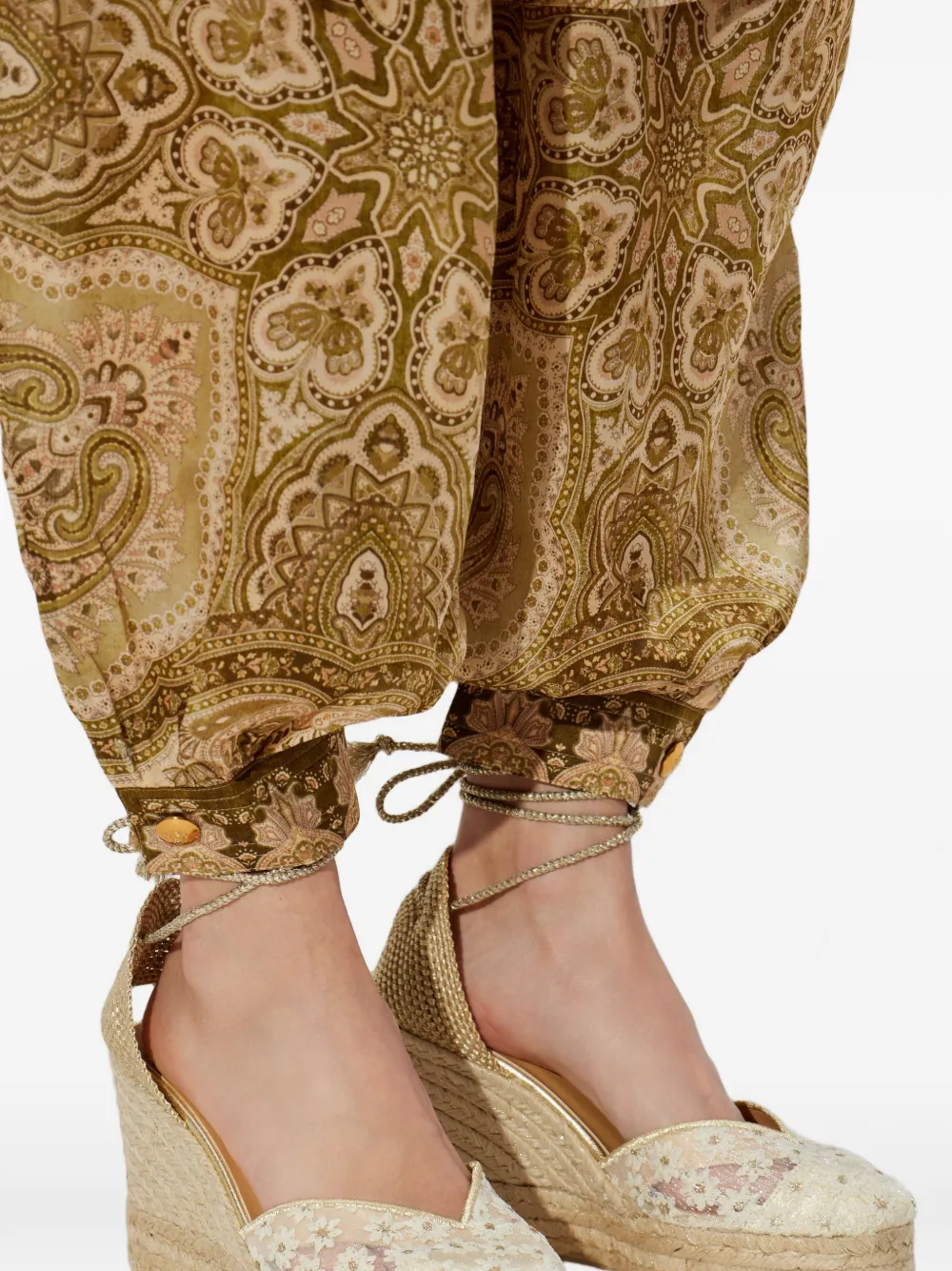 Castañer Clair espadrilles met bloemenkant Goud