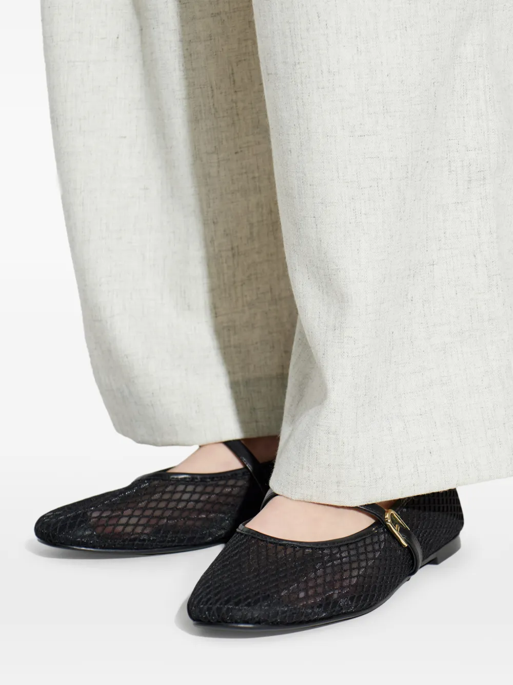 Furla Etoile mesh ballerina's Zwart