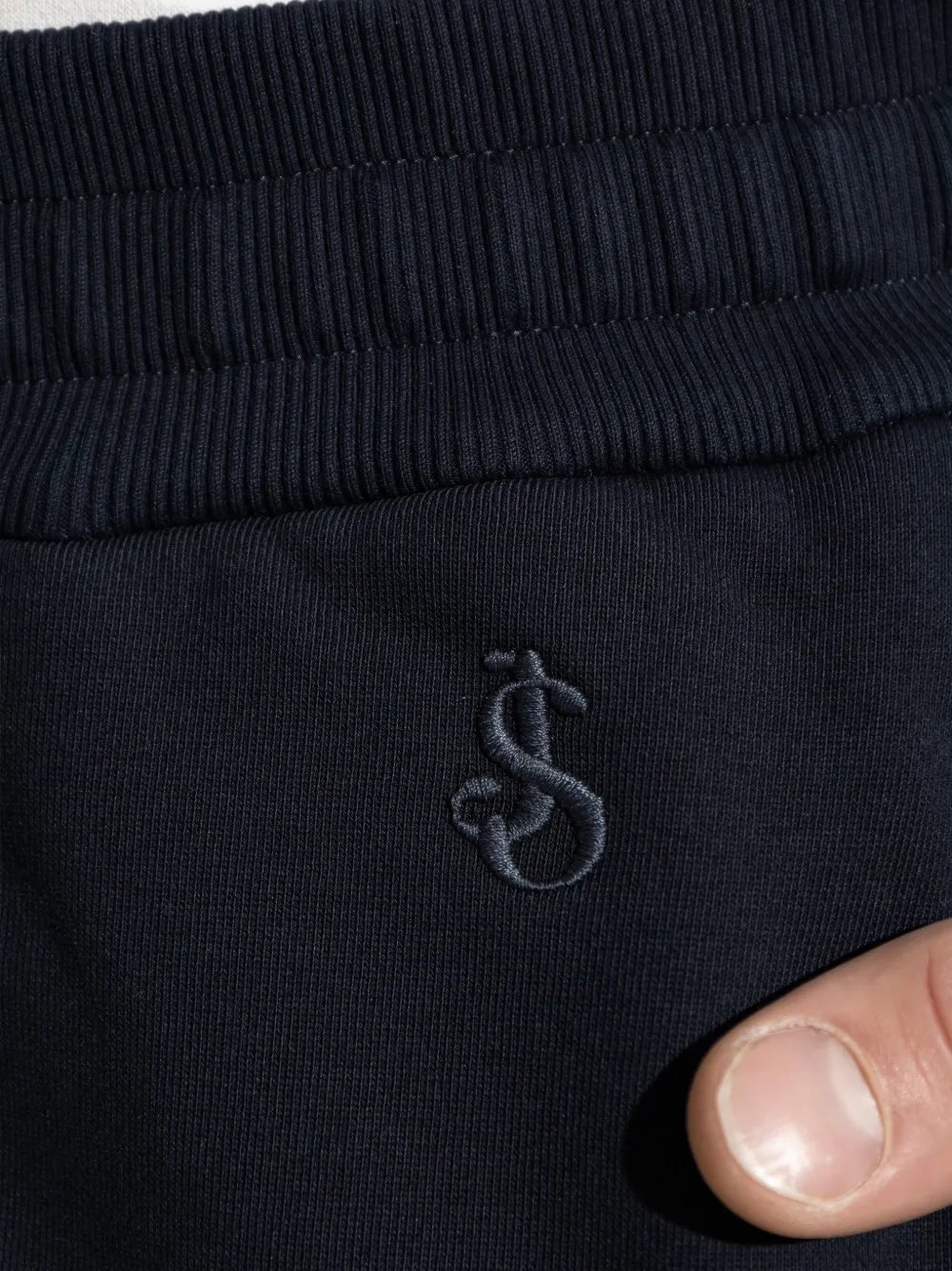 Jil Sander Broek met geborduurd trekkoord Blauw