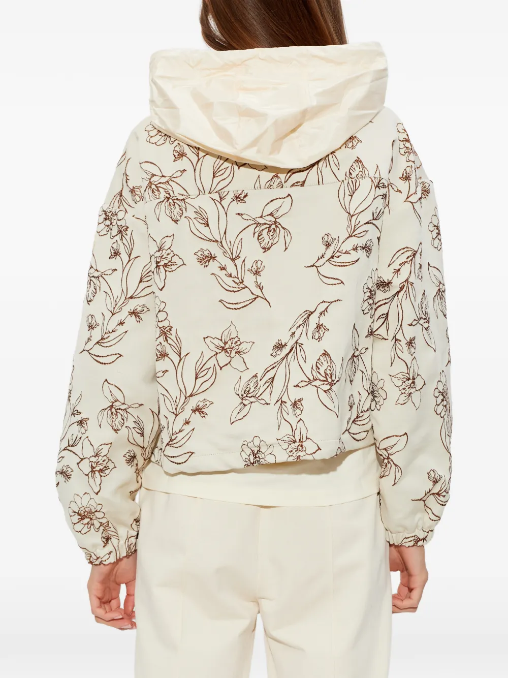 Moncler Nepeta jack met bloemenprint en capuchon Beige