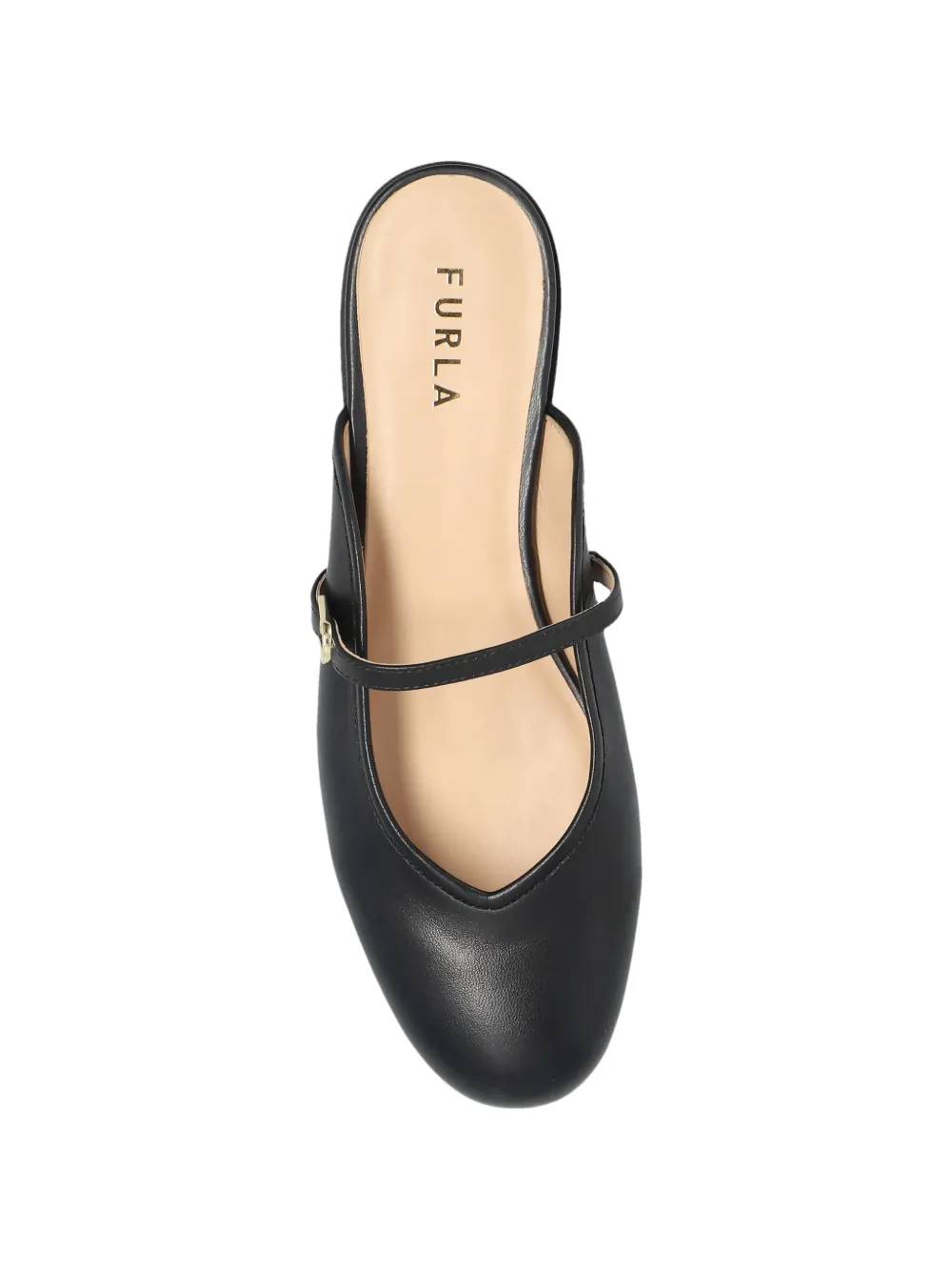 Furla Etoile strap-detail leather mules Zwart