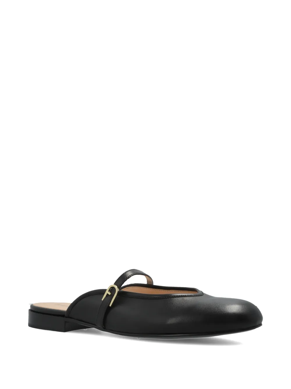 Furla Etoile strap-detail leather mules Zwart