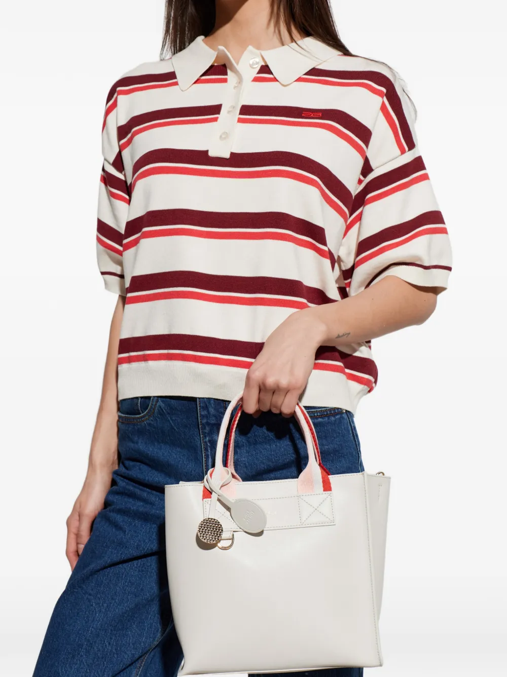 Striped Handle Tote Bag