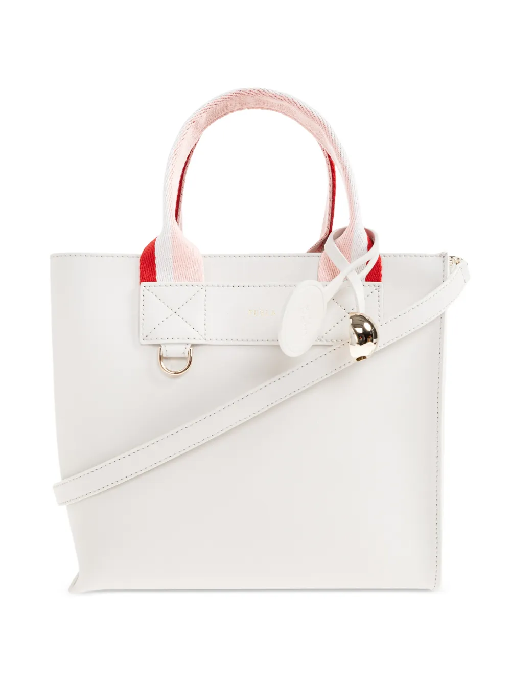Furla striped handle tote bag - Bianco