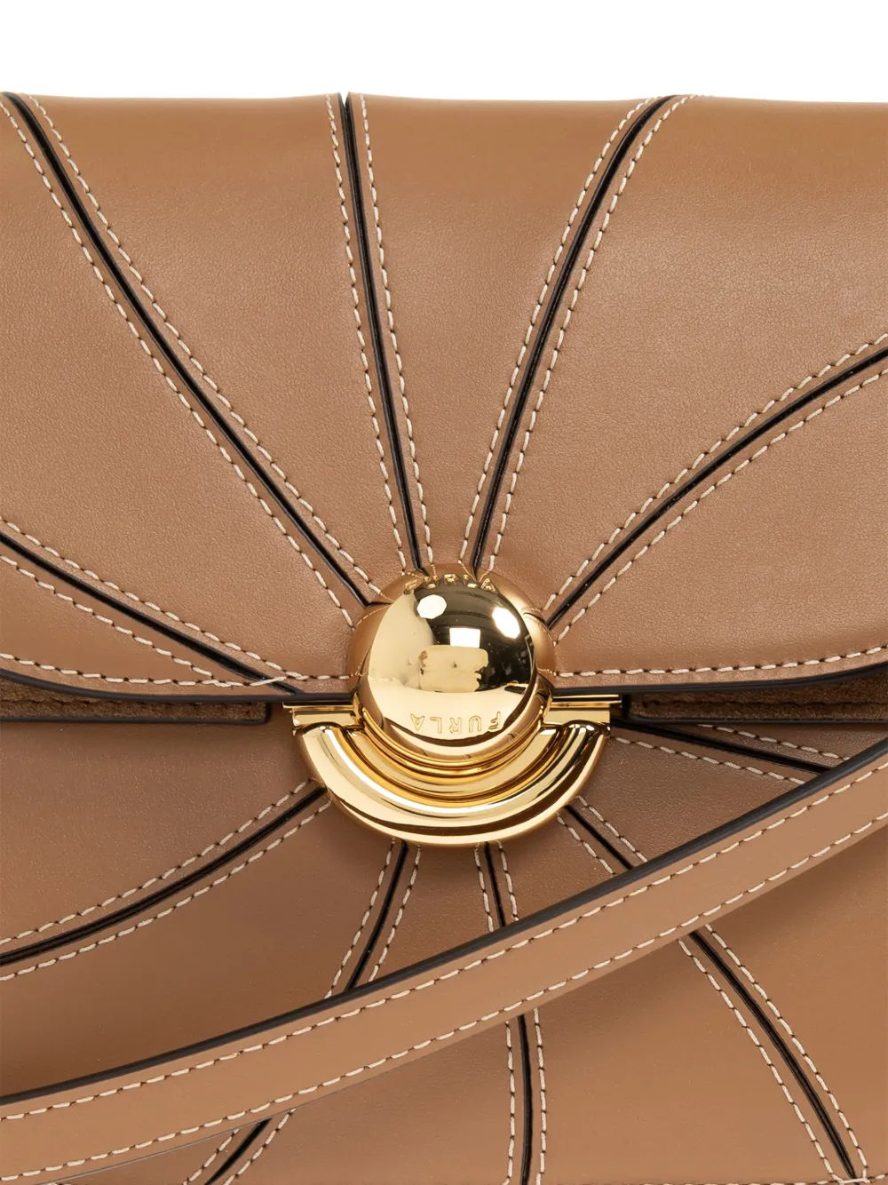 Furla Kleine Sfera schoudertas met draaislot en stiksels Bruin