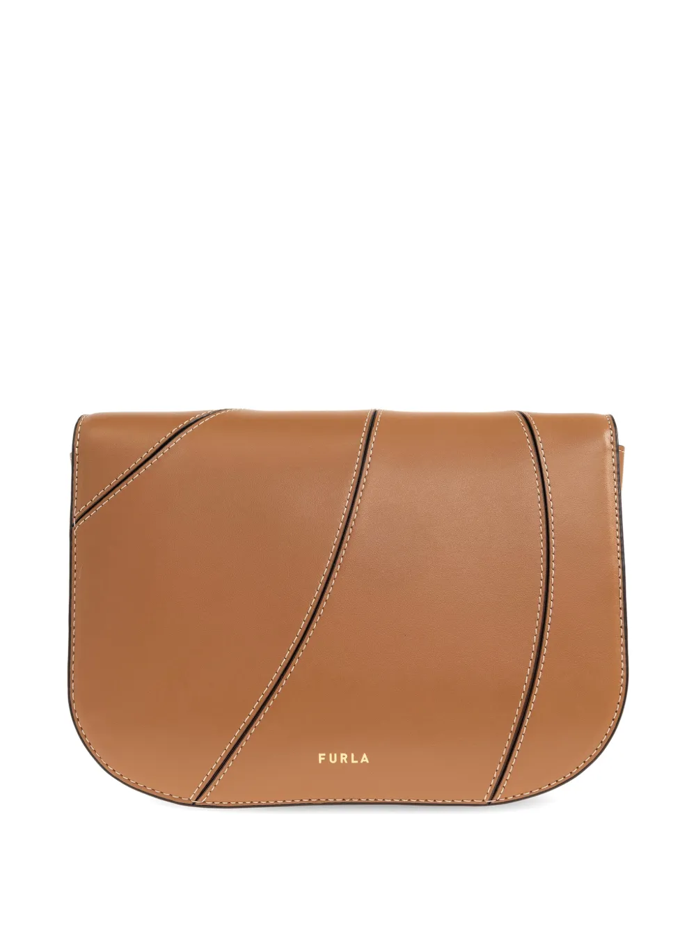 Furla Kleine Sfera schoudertas met draaislot en stiksels Bruin