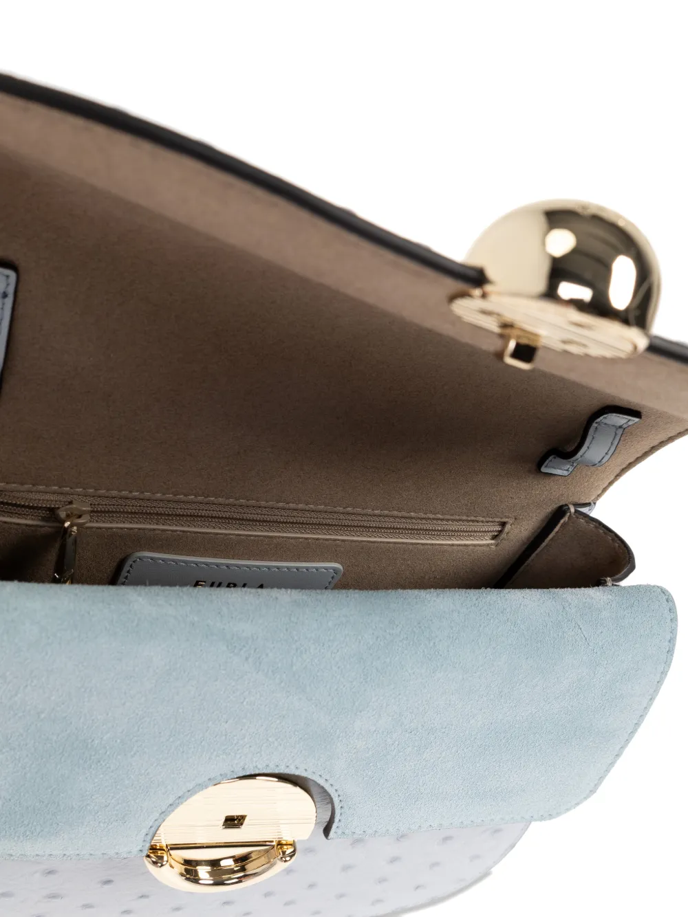 Furla Leren schoudertas met draaislot Blauw