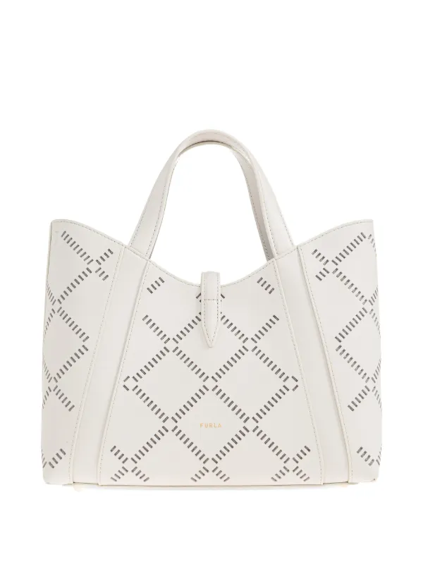 Furla Goccia Perforated Handle Small Tote Bag | White | FARFETCH