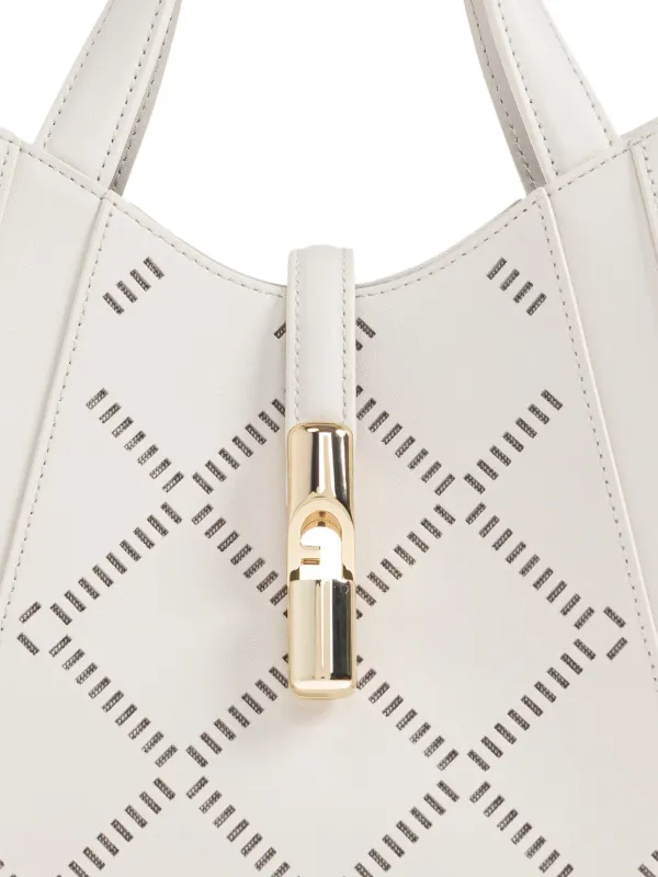 Furla Goccia Perforated Handle Small Tote Bag | White | FARFETCH