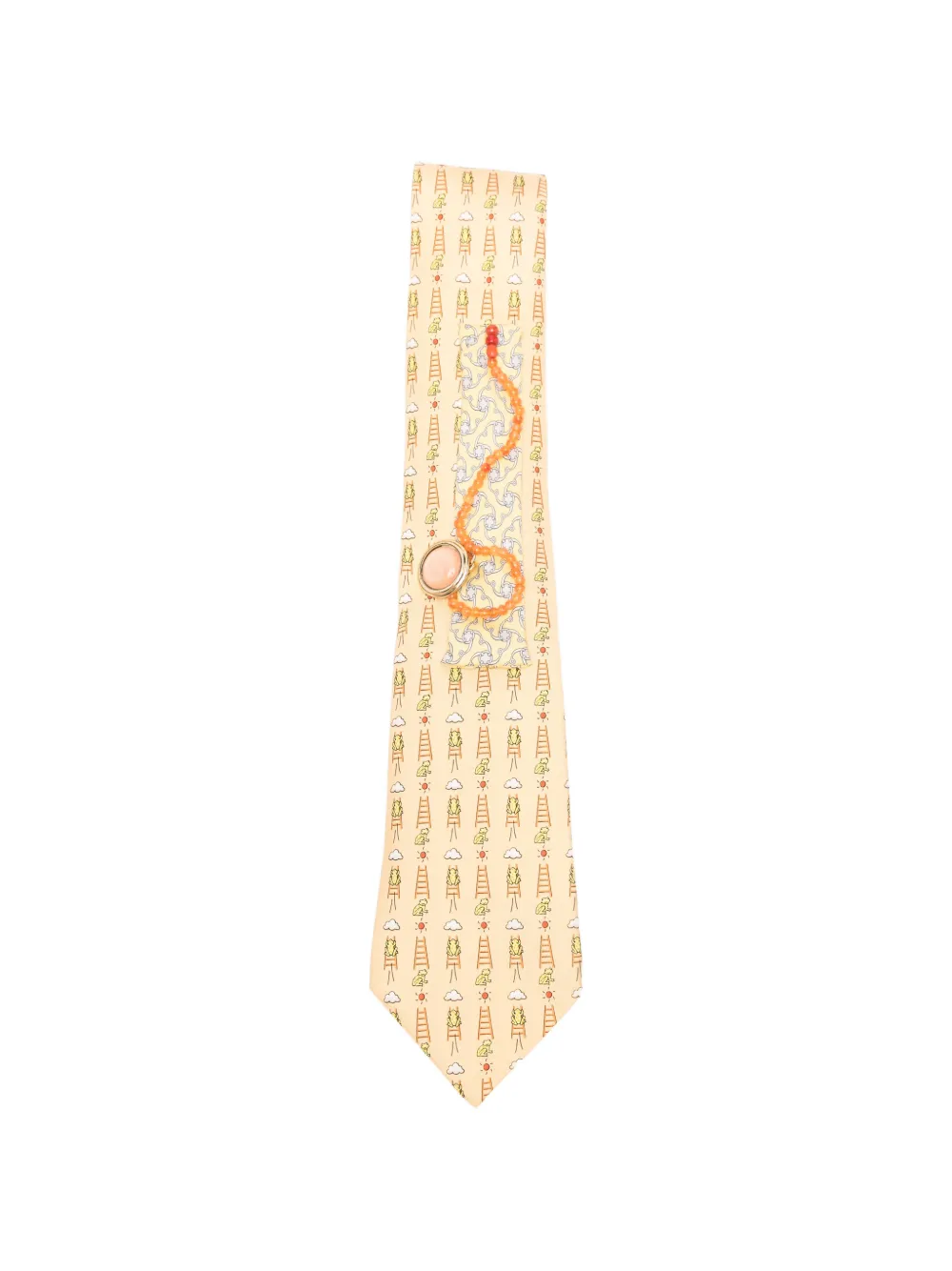 Pre-owned A.n.g.e.l.o. Vintage Upcycling X Stefania Bertoni Customised Hermès Patterned Tie In Yellow