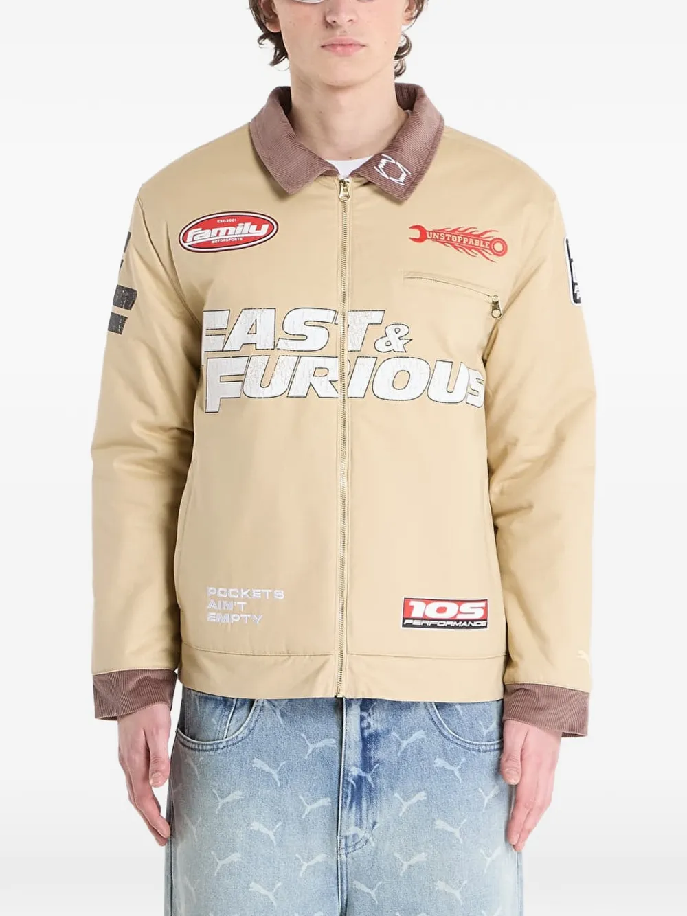 PUMA x Fast & Furious shirtjack met ribfluwelen kraag Beige