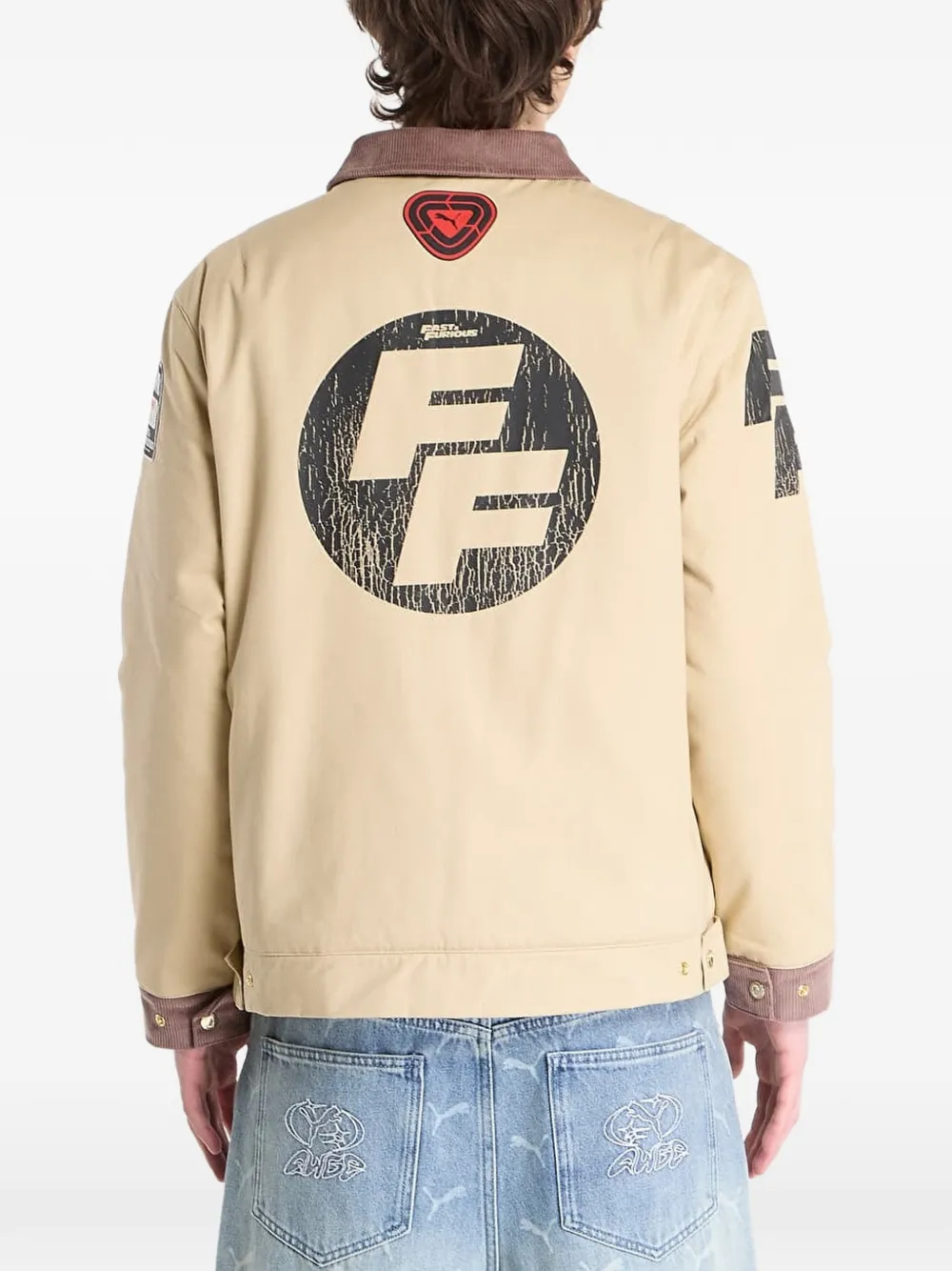 PUMA x Fast & Furious shirtjack met ribfluwelen kraag Beige