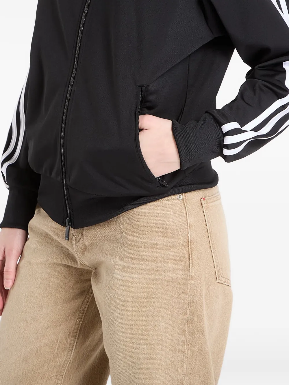 adidas Sweater met drie strepen en rits Zwart