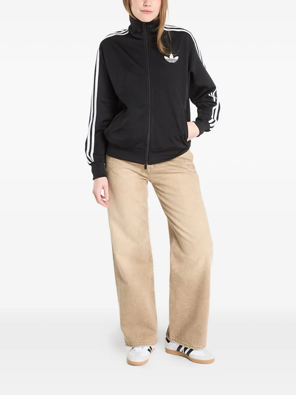 adidas Sweater met drie strepen en rits Zwart