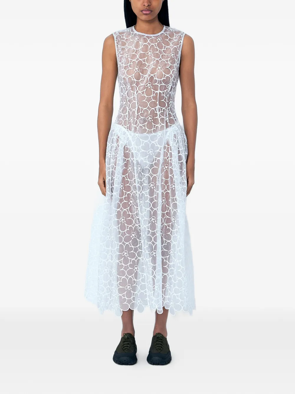 Cecilie Bahnsen floral lace midi dress - Weiß