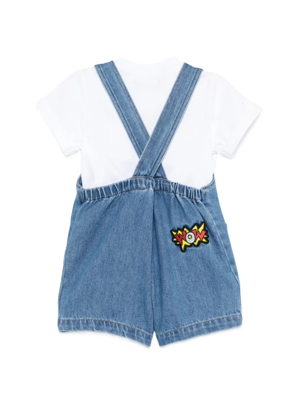 Moschino Kids Tuinbroekset met applicatie Blauw