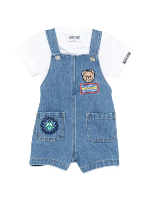 Moschino Kids applique dungarees (set of two)