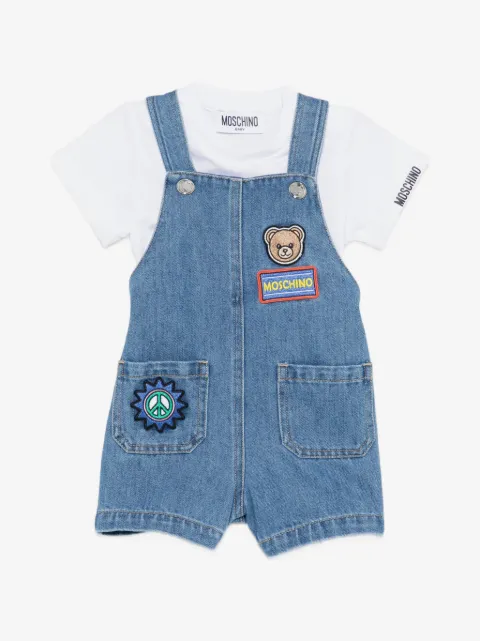 Moschino Kids applique dungarees (set of two)