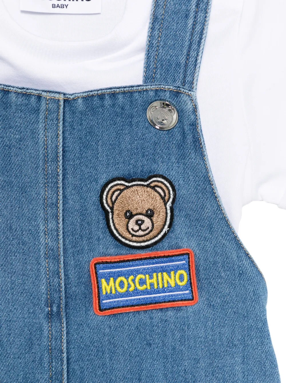 Moschino Kids Tuinbroekset met applicatie Blauw
