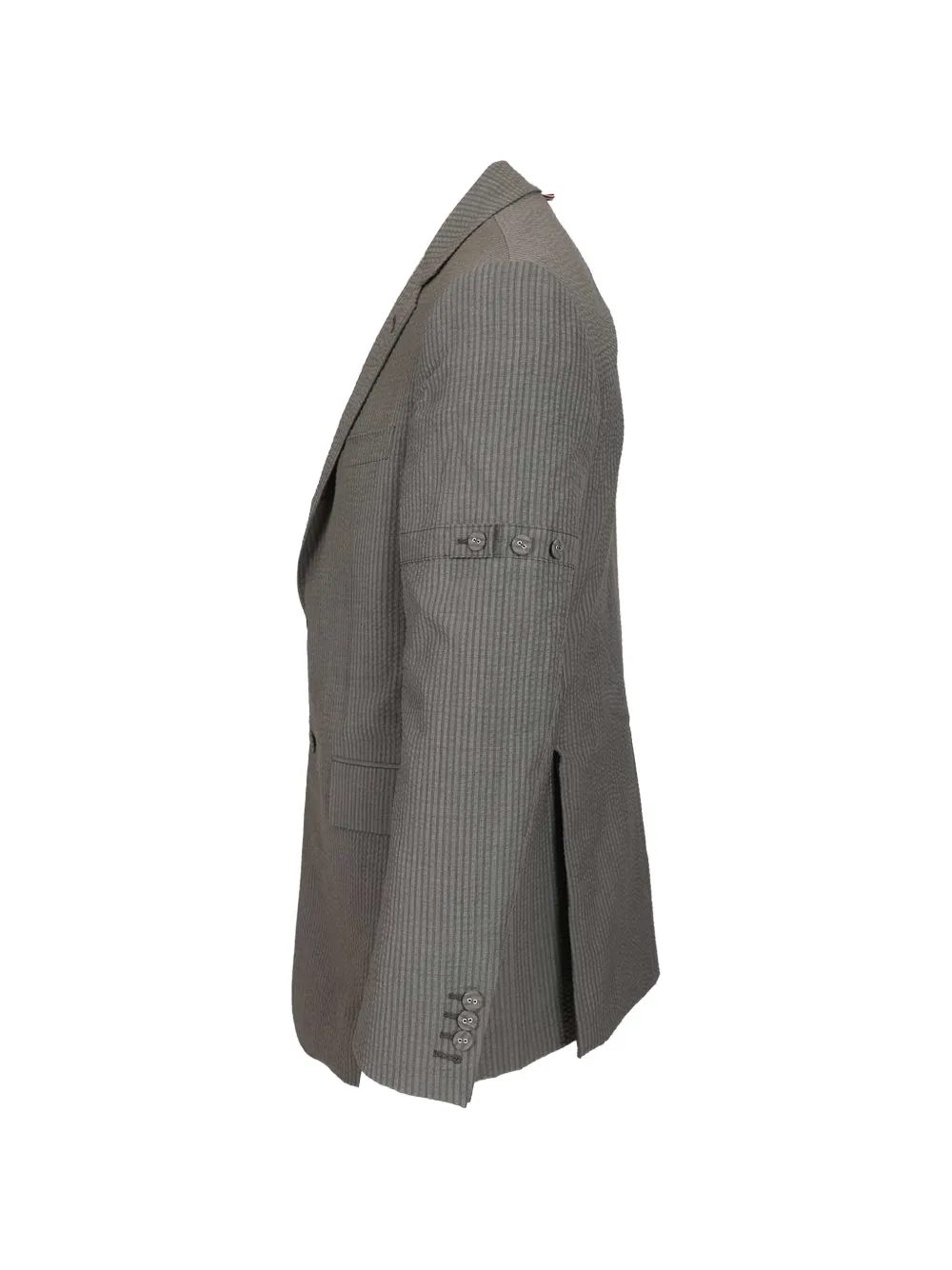  Thom Browne Striped Buttoned Blazer - Grey 