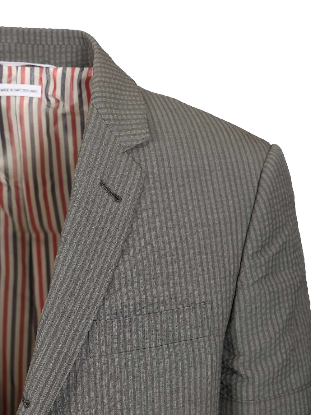Thom Browne Seersucker wollen sportjas met armbanden Grijs