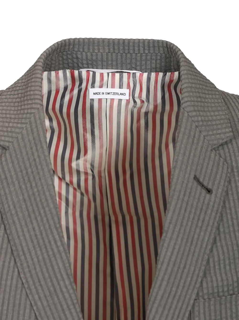 Thom Browne Seersucker wollen sportjas met armbanden Grijs