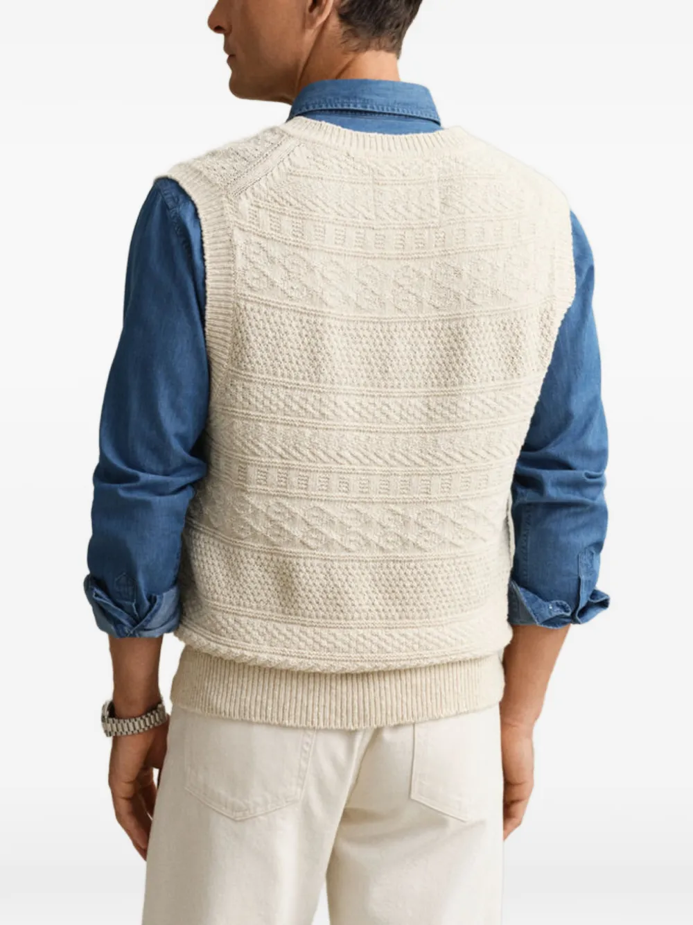 Gant Gebreide spencer met textuur Beige