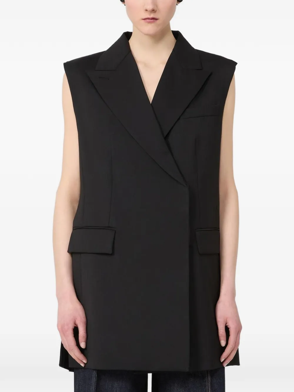  Max Mara Sleeveless Coat - Black 