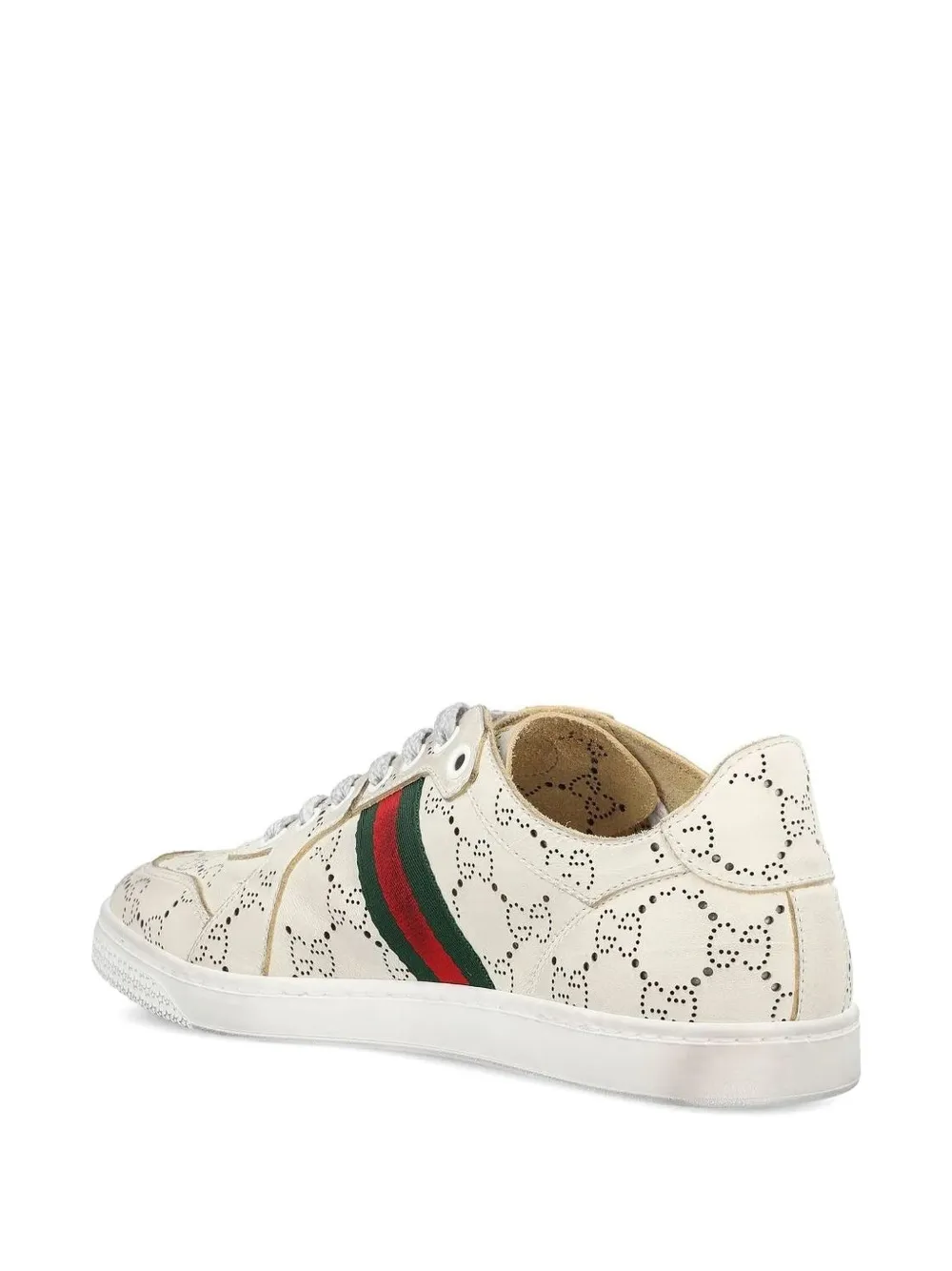 Gucci GG Web Stripe leren sneakers Beige