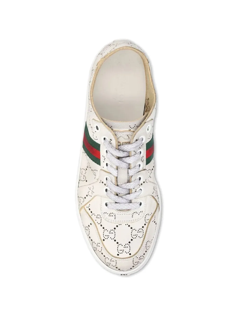 Gucci GG Web Stripe leren sneakers Beige