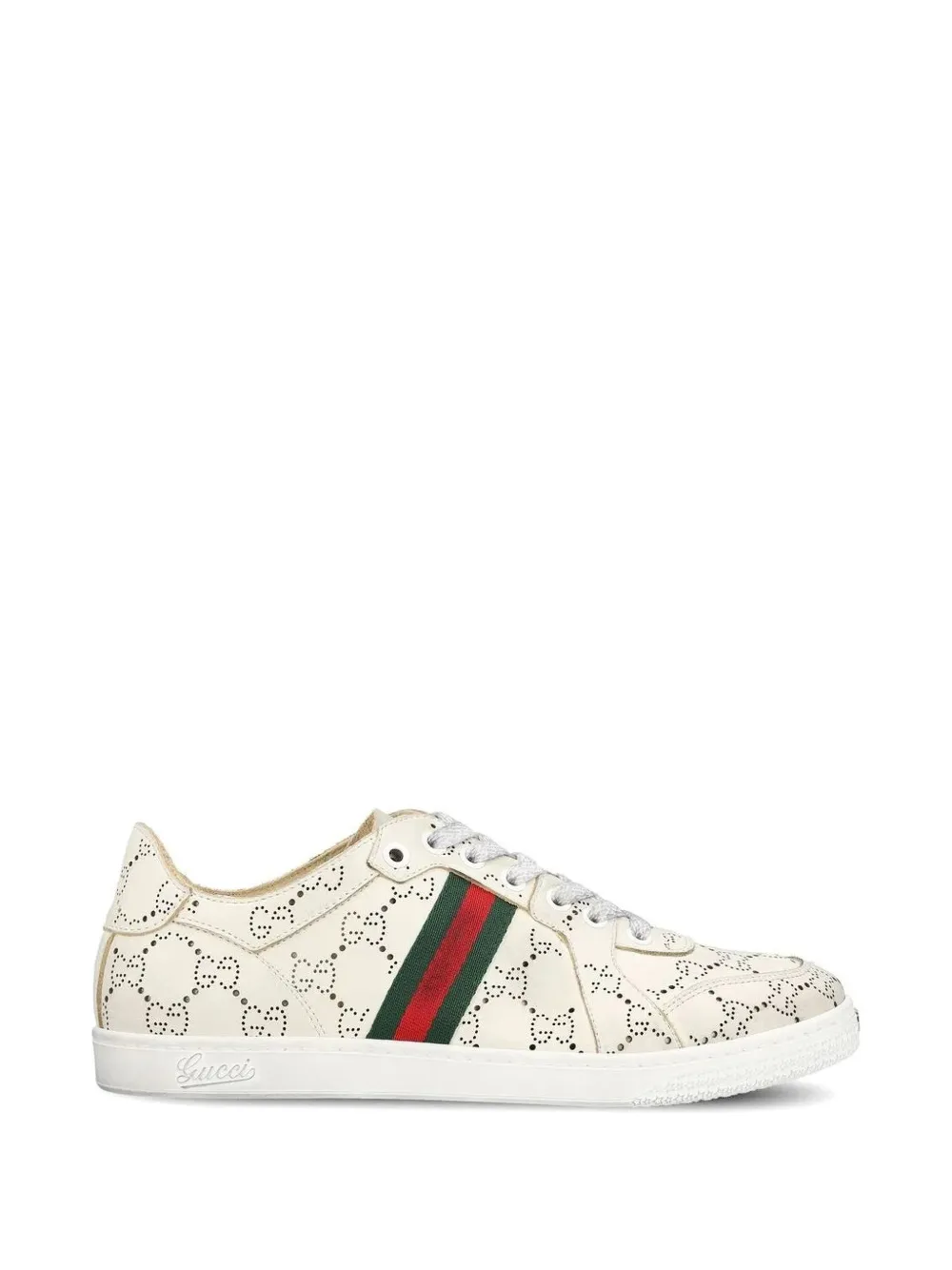 Gucci GG Web Stripe leather sneakers - Nude