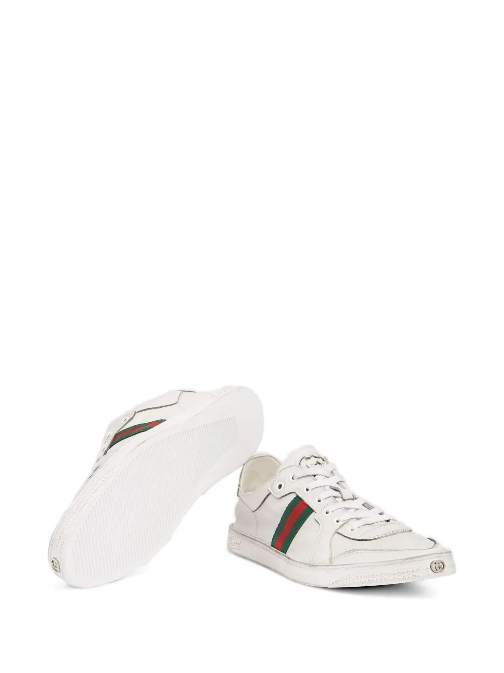 Gucci stripe-detail leather sneakers Wit